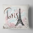 thumbnail image 2 of Designart Illustration with Paris Eiffel Tower - Abstract Cityscape Throw Pillow - 16x16, 2 of 5