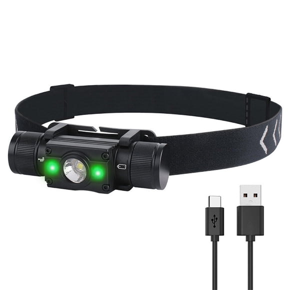 Yuarrent Faro delantero LED, seguridad, senderismo, Sensor de movimiento portátil, IPX6, linterna impermeable, lámpara de cabeza de caza, Ropa Deportiva, Zapatos Luz Verde Blanca