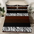 thumbnail image 2 of Feelyou Brown Leopard Print Queen Sheet Sets, Fashion Stripes Abstract Flat Sheet, Contemporary Style Queen Fitted Sheet, Luxury Bedroom Decor, 4pcs, 2 of 7