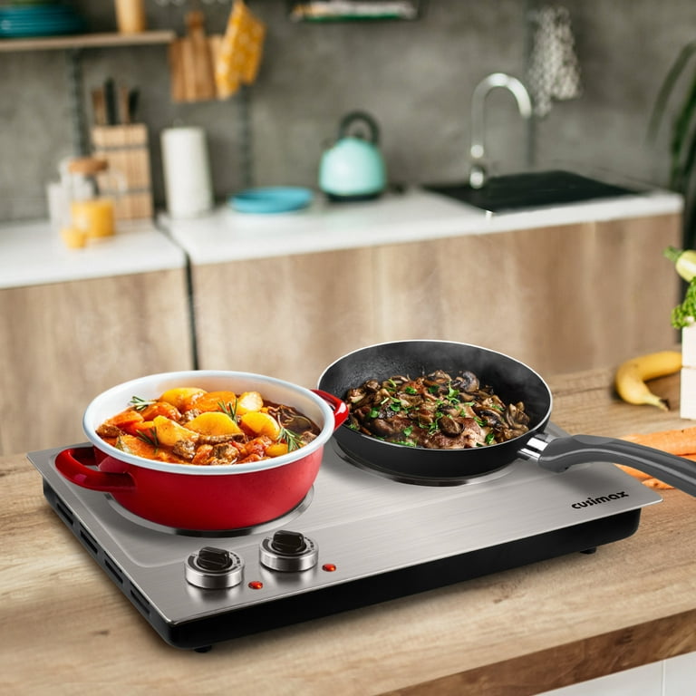 Cusimax Hot Plate Electric Burner Single Burner Cast Iron Hot Plates for Cooking Portable Burner with Adjustable Temperature Control Stainless Steel
