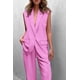 thumbnail image 3 of Conjunto PRETTYGARDEN Mujer Blazer sin Mangas Rosa Pantalones Palazzo Talle S, 3 of 7