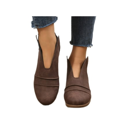 

Harsuny Ladies Outdoor Non-slip Loafers Comfortable Pointed Toe Boat Shoe Lightweight Pleated Casual Shoes Dark Brown 5