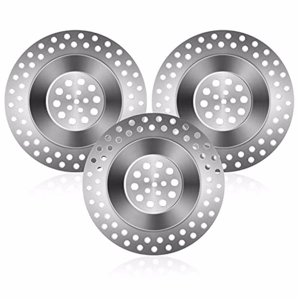 Toystoory Tapón de colador de residuos de fregadero de acero inoxidable de 2/3 piezas, cubierta de agujero de malla, tapón de bañera, filtro Accesorios de baño 3 piezas
