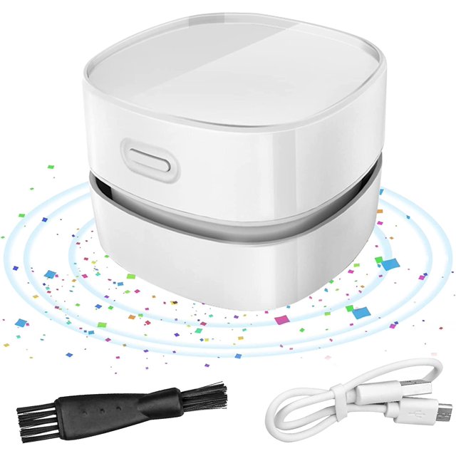 Mini Aspirador de Mesa Aspirador de Escritorio Inalámbrico Portátil Mini Aspirador de Polvo de Escritorio de Mano Recargable por USB Giratorio de 360 ° para Computadoras de Oficina Teclados BRILLAR Rojo Verde