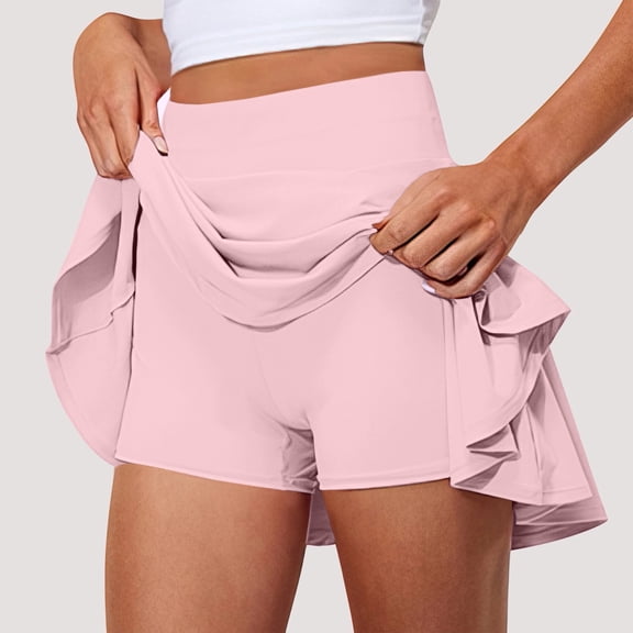 Womens Tennis Skirts High Waisted Tummy Control Pleated Athletic Golf Skorts Skirts for Running Light pink M