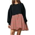 thumbnail image 1 of EQWLJWE Robes d'Automne pour Femmes 2023 Mode Femmes Décontracté Ample Col Rond Manches Longues Confortable Robes Imprimées Robe Chandail à Carreaux Imprimée Robes d'Automne pour Filles Robes de Retour à la Maison 2023, 1 of 6