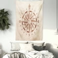 thumbnail image 3 of Compass Tapestry, Old Compass Rose A Sun Face Lady on It Instrument Distances between Points Graphic, Wall Hanging for Bedroom Living Room Dorm Decor, 60W X 80L Inches, Tan Brown, by Ambesonne, 3 of 5