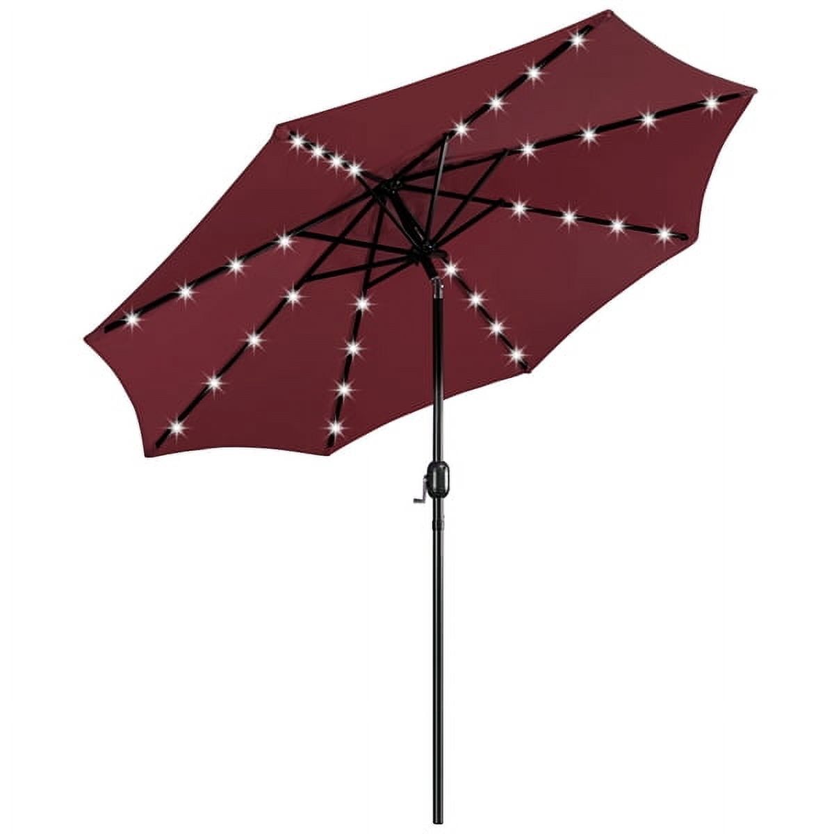 Renwick 9ft Outdoor Market Patio Umbrella with 32 LED Lights, Burgundy