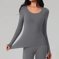 thumbnail image 5 of Fnooota Women's Thermal Tops, Stretch Winter Warm Crew Neck Long Sleeve Womens Base Layers Underwear Gray Size M, 5 of 9