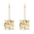 thumbnail image 3 of 2 Ct Round Cut Drop Dangle Natural Morganite 18K Rose Solid Solid Gold Everyday Dainty Earrings Lever Back, 3 of 7