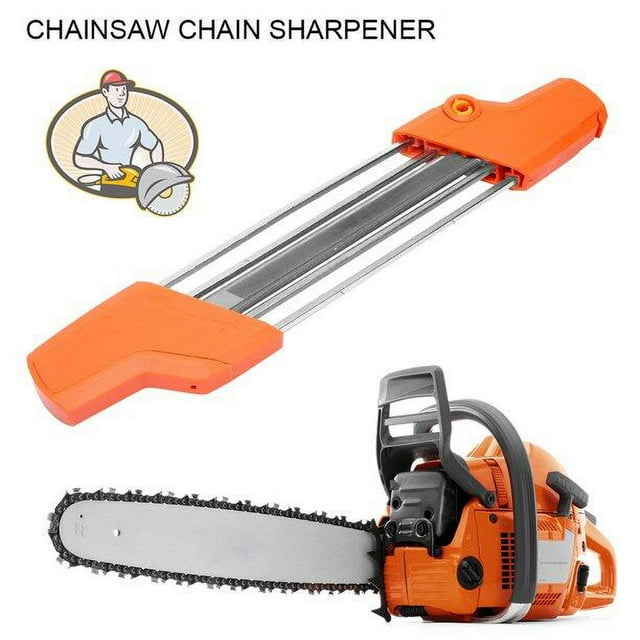 chainsaw sharpener, Chainsaw Chain Sharpener 2 in 1 Easy File Sharpening Grinder Tools for STIHL, File and Depth Gauge File in One Ergonomic Tool (White & Orange)