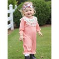 thumbnail image 6 of Rovasas Baby Girl Romper Floral Embroidery Lace Ruffled Long Sleeve Jumpsuit, 6 of 9
