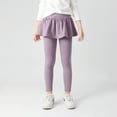 thumbnail image 2 of CAICJ98 Girls' Leggings with Skirt Cotton Ruffle Skirt Pants for Kids Uniform Clothes (Purple,8-9 Years), 2 of 6