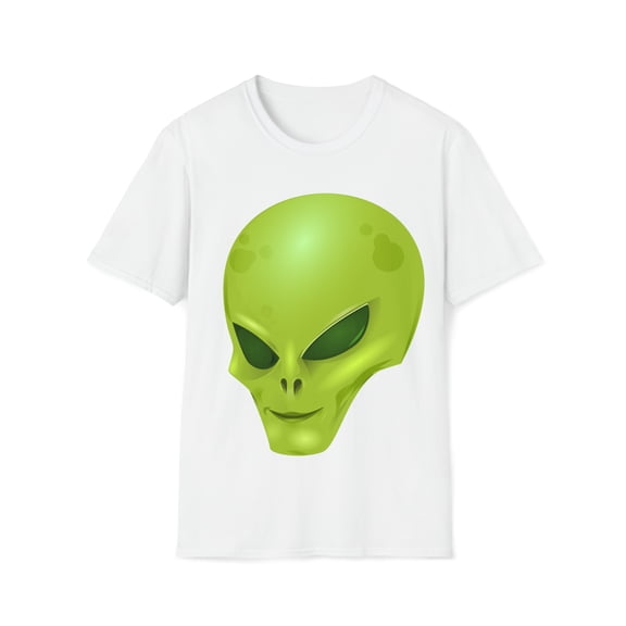 Unisex Casual Comfort Alien Snapshot Print Ribbed Collar Cotton T-Shirt