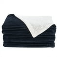 thumbnail image 2 of Ribbed Plush Sherpa Reversible Throw Blanket (King, Navy), 2 of 6