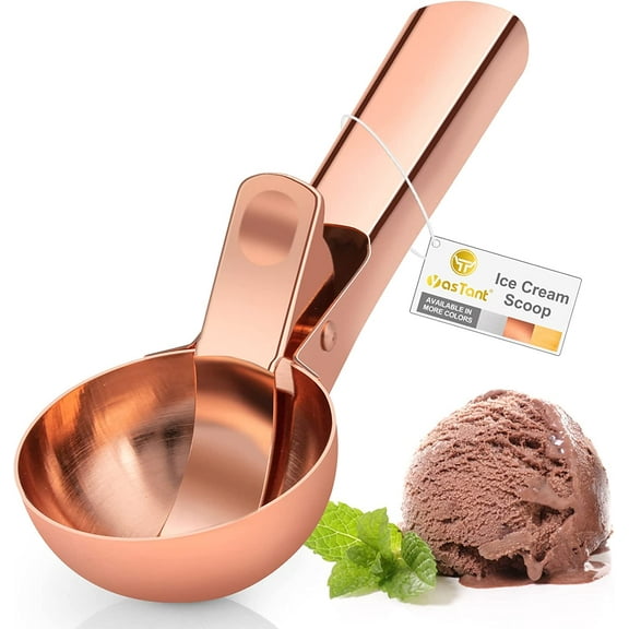 Premium Stainless Steel Ice Cream Scoop with Trigger, Rose Gold