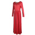thumbnail image 4 of Maxi Plisados ​​de Manga Larga a Rayas Manga 3/4 Mujer Casual - L rojo se describe Hugo vestido maxi a rayas, 4 of 10