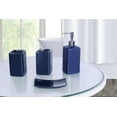 thumbnail image 2 of Complete bathroom set 19-Piece 2-rugs/mats non slip, 1 fabric shower curtain, 12 rings, 4pc matching ceramic accesories different styles and colors Stripe navy, 2 of 2