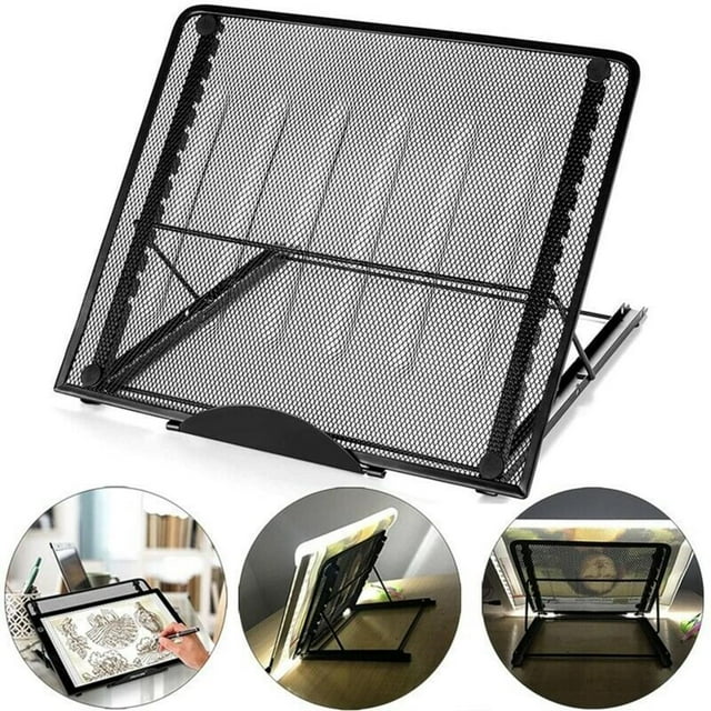 Ergonomic Metal LightPadStand For A3/A2, NonSlipFeet & AdjustableAngle, DiamondPaintingTool For CervicalSpineProtection, FoldableCompact Design, Black 240 * 190 * 15mm