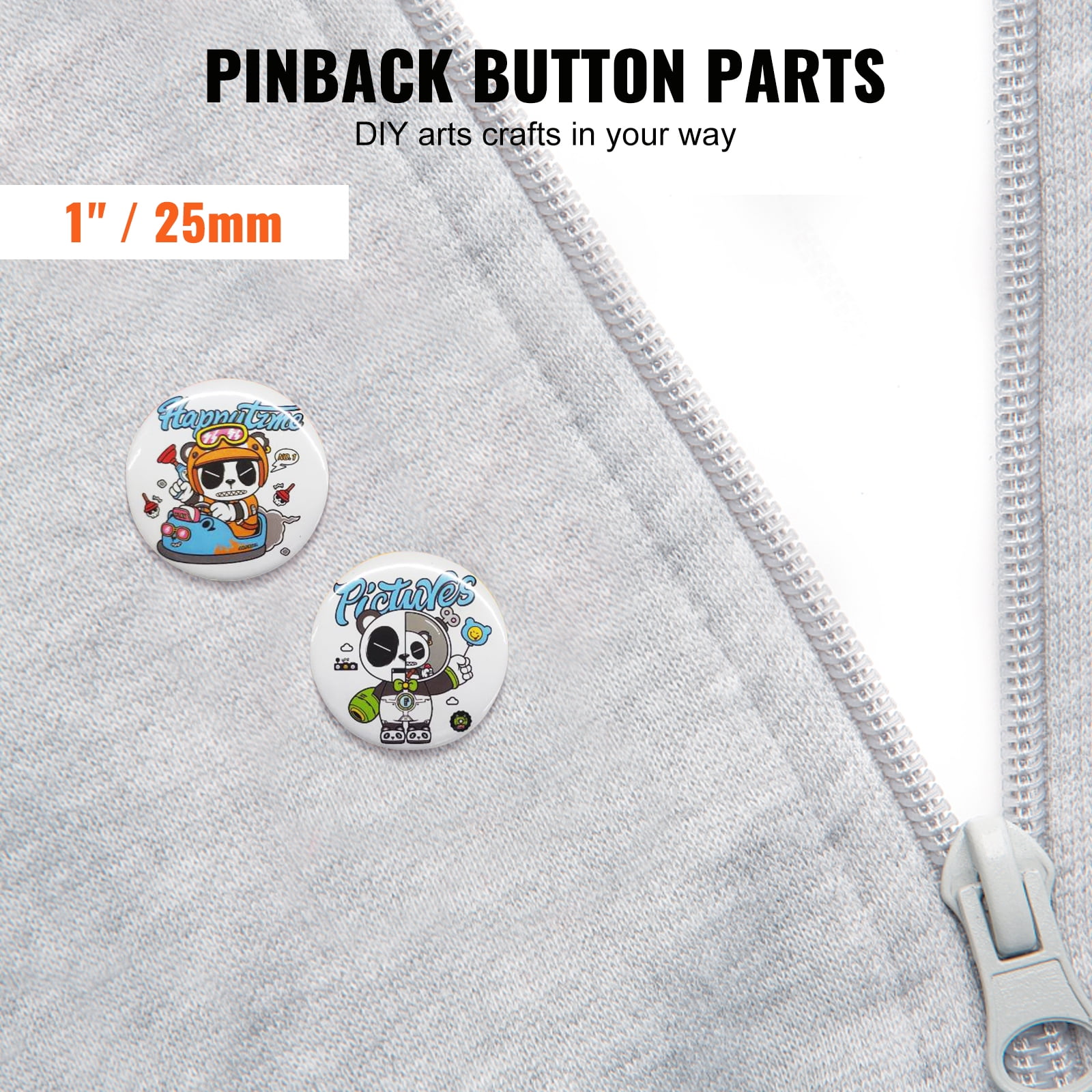 KFFKFF 1" 25mm Button Badge Parts Supplies for Button Maker Machine 500 Sets