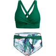 thumbnail image 3 of LAICAIW Womens Two Piece Swimsuits Wrap Front Bikini High Waisted Bottom Tummy Control Bathing Suits Vintage Print Swimwear, 3 of 7
