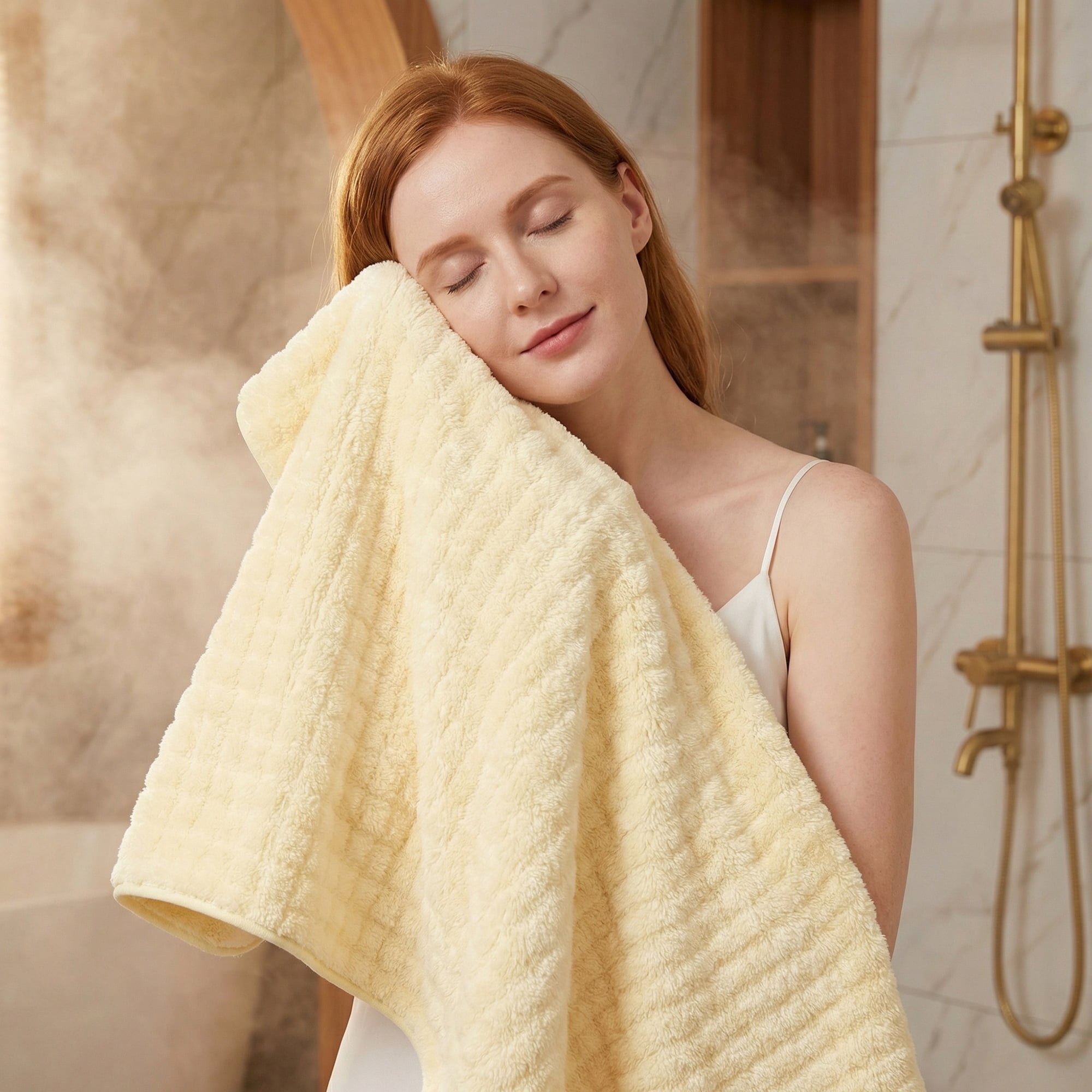 Unique Bargains Soft Coral Fleece Fade Resistant Bath Towel 2 Pack White/Grey 55"x28"