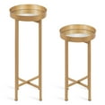 thumbnail image 3 of Kate and Laurel Celia Side Tables, Set Of 2, Gold With Mirror Tabletop, Decorative Modern Glam End Table, 3 of 6
