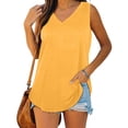 thumbnail image 2 of xfsWaSs Tank Top for Women Loose Fit Sleeveless Tshirts V Neck Summer Womens Tank Tops Solid Color Women's Tees and Tanks Tunic Top, 2 of 5