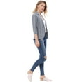 thumbnail image 4 of Blazer De Solapa Con Muescas Y Mangas 3/4 A Rayas Para Mujer Azul XL, 4 of 6