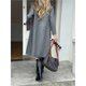 thumbnail image 5 of Abrigo de Invierno de Mezcla de Lana con Cuello de Solapa con Muesca y Doble Botonadura para Mujer. Gris XL, 5 of 6