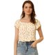 thumbnail image 1 of Top de manga corta con estampado floral de verano para mujer Amarillo XS, 1 of 5