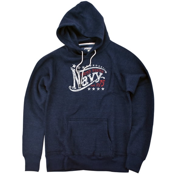 Navy Stars Unisex Adult Slim Fit Pull-Over Heather Hoodie, Navy, Small