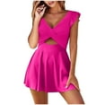 thumbnail image 1 of FhsagQ Ensembles de Maillots de Bain pour Femmes Justaucorps Sans Entrejambe Maillots de Bain une Pièce à Volants Col en V Contrôle Découpe Taille Haute Maillot de Bain Ensembles pour Femmes Robe Rouge TG, 1 of 7