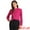 Hot Pink, variant on DARING DIVA Chiffon Stand Collar Ruffled Trim Blouses M Hot Pink