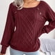 thumbnail image 5 of Suéter de cuello redondo de moda para mujer, informal, liso, de manga larga, suelto, con cuello redondo, blusa con botones, 5 of 8