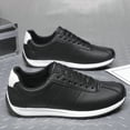 thumbnail image 3 of Men's White Retro Striped Leather Casual Sneakers, 3 of 6