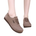 thumbnail image 4 of Womens Comfort Soft Sole Mesh Shoes, Lace Up Lightweight Walking Flats, Sport Letter Breathable Casual Footwear Brown 41, 4 of 6