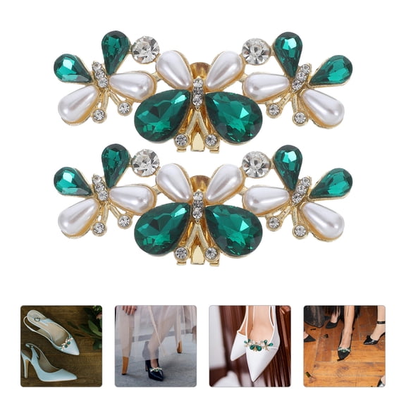 RENACLIPY 2Pcs Removable Shoe Charms Rhinestone Shoe Accessories Versatile Styling For Parties