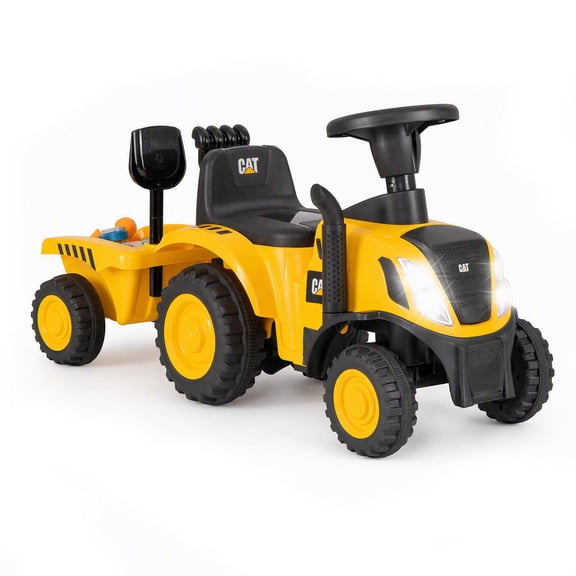ELLEGNT Licensed Caterpillar Kids Ride On Tractor Foot to Floor Toy with Trailer, Sounds, Lights