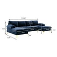 thumbnail image 4 of U-Shaped Sectional Sofa, 110" Upholstered Sofa Couch Set with Padded Seat and Metal Feet, Comfy Leisure Lounge Accent Sofa for Living Room Bedroom Office, Blue, 4 of 9