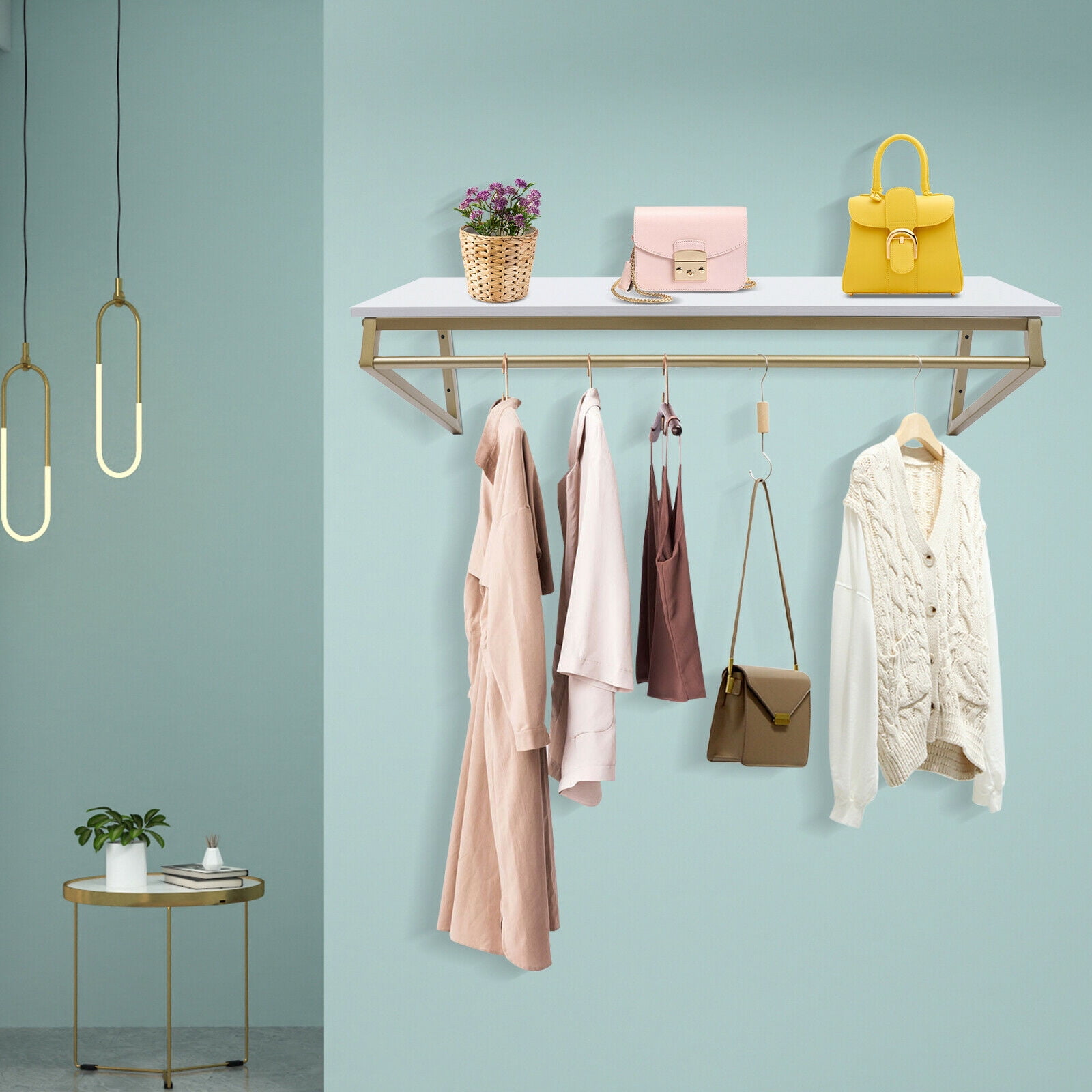 Clothing Rack Clothes Store/Cloakroom Garment Rack Wall-Mounted ...