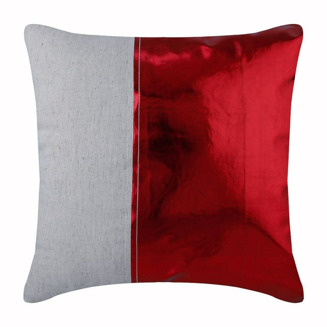The HomeCentric Housse de Coussin Rouge Lot de 2 22x22 Pouces (55x55 cm) Carrée Rouge Métallique Housses de Coussin Décoratives en Similicuir Housse de Coussin Patchwork Housses de Coussin Contemporaines Pâques - Meilleure Moitié Rouge