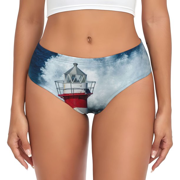 Fotbe Circular Lighthouse Calzones Estampados para Mujer – Ropa Interior de Algodón, Cómoda, Suave y Elástica-X-Small