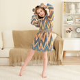 thumbnail image 3 of FORMRS Niños Bathrobe Unisex Hooded Robe Soft Plush Pajamas Sleepwear, Size 4-6T, Orange Geometric, 3 of 7