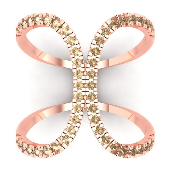 0.5 ctw Statement Anniversary Ring for Women | Round Cut Yellow Moissanite | Hyperallergenic Solid 14K Rose Gold