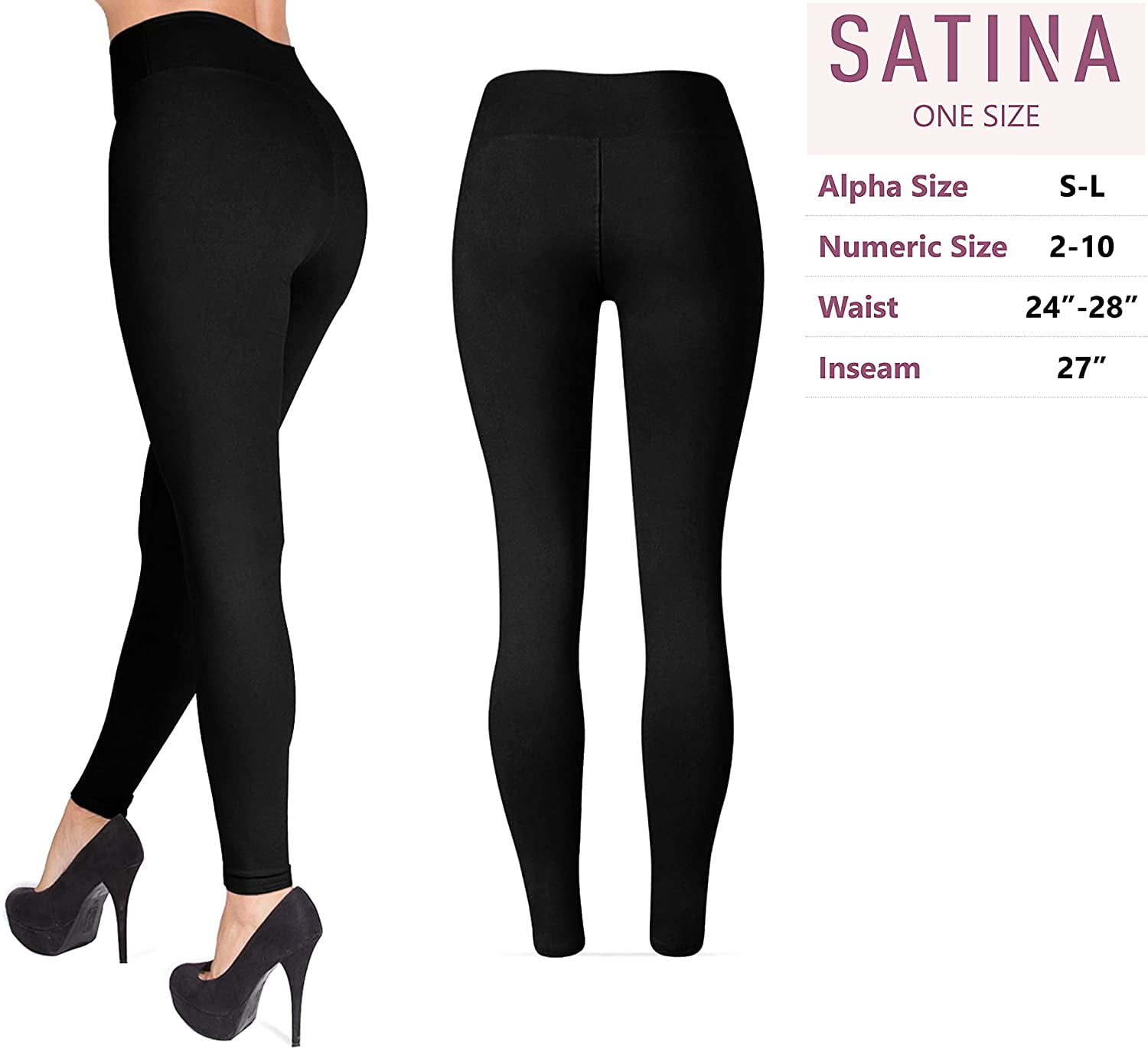 SATINA High Waisted Leggings for Women Regular and Plus Sizes in 25 Colors Soft Women’s Leggings in Capri & Full Lengths