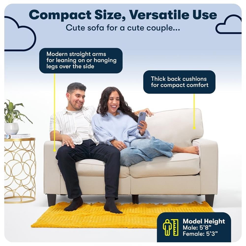 Bowery Hill 61" Track Arm Sofa Loveseat with Removable Covers Buckwheat