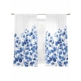 thumbnail image 6 of Elegant Leaf Sheer Curtains for Living Room Bedroom Blue Leaves Summer Botanical Plants Sheer Curtains 72 Inch Long 2 Panels Set Light Filtering Curtain Window Treatments Drapes for Dining Room, 6 of 6