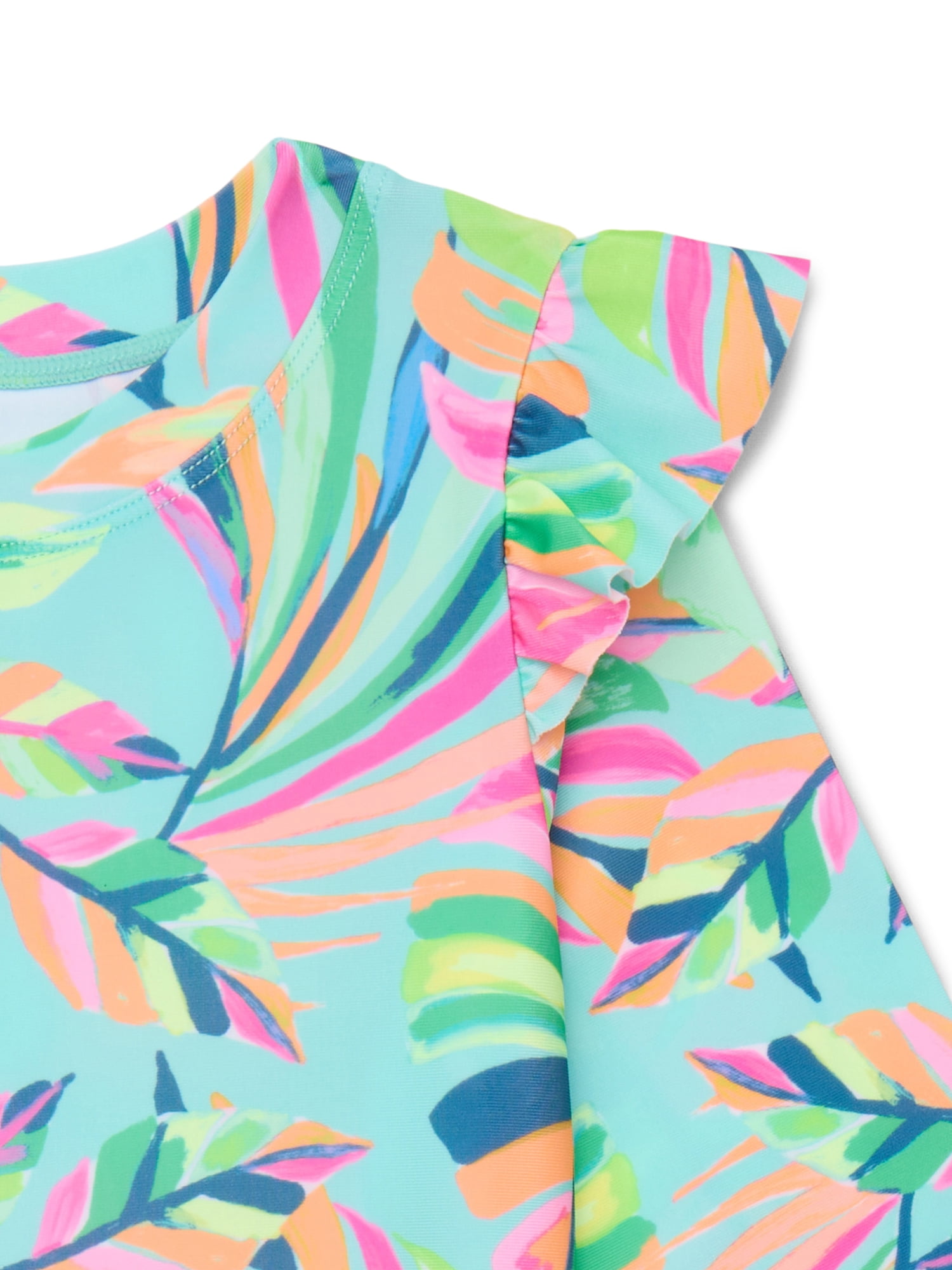 Wonder Nation Baby and Toddler Girl Long- Sleeve Rash Guard Swim Set, 2-Piece, Size 12M-5T