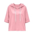 thumbnail image 4 of TZZQ 3/4 Sleeve Hoodie Sweatshirts for Women Drawstring Hood Oversized Pullover Sweatshirt Comfort Plain Long Sleeve Pullover Tops Plus Size Cute Basic Lightweight Hoodie Sweatshirts Pink Xxl, 4 of 7